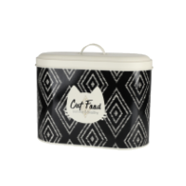 Housewares Pet Food Storage Box with Natural Spoon, Metal, Cream
