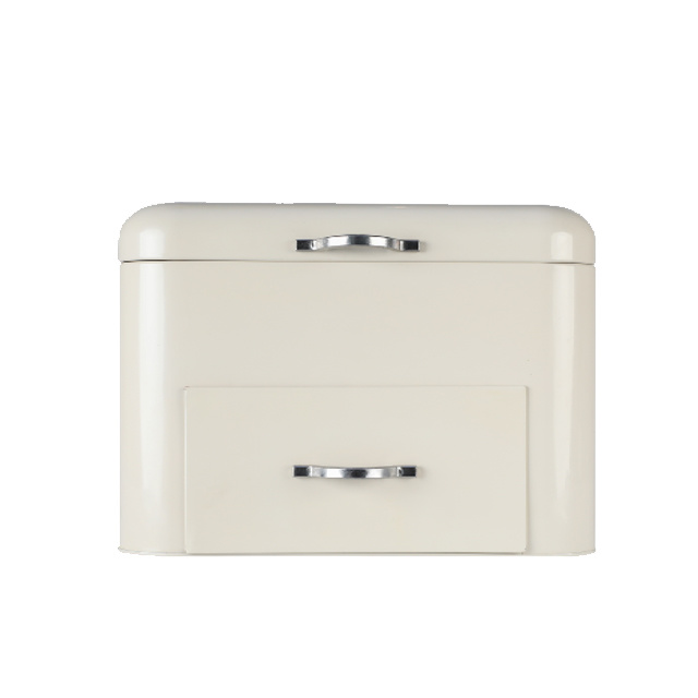New Design creative Metal Metal Bread Box storage container box white drawer style bread bin box