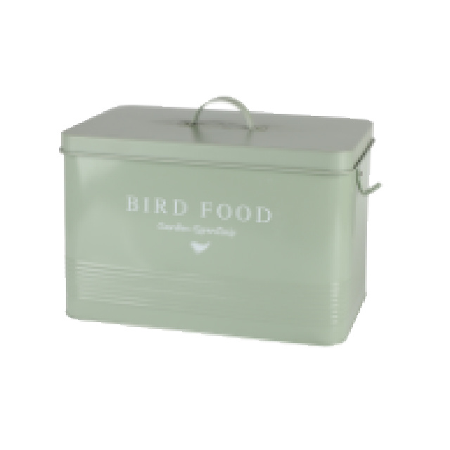 Retro Bird Food Canister (Green); Modern Farmhouse Style Storage Bin for Pet Food