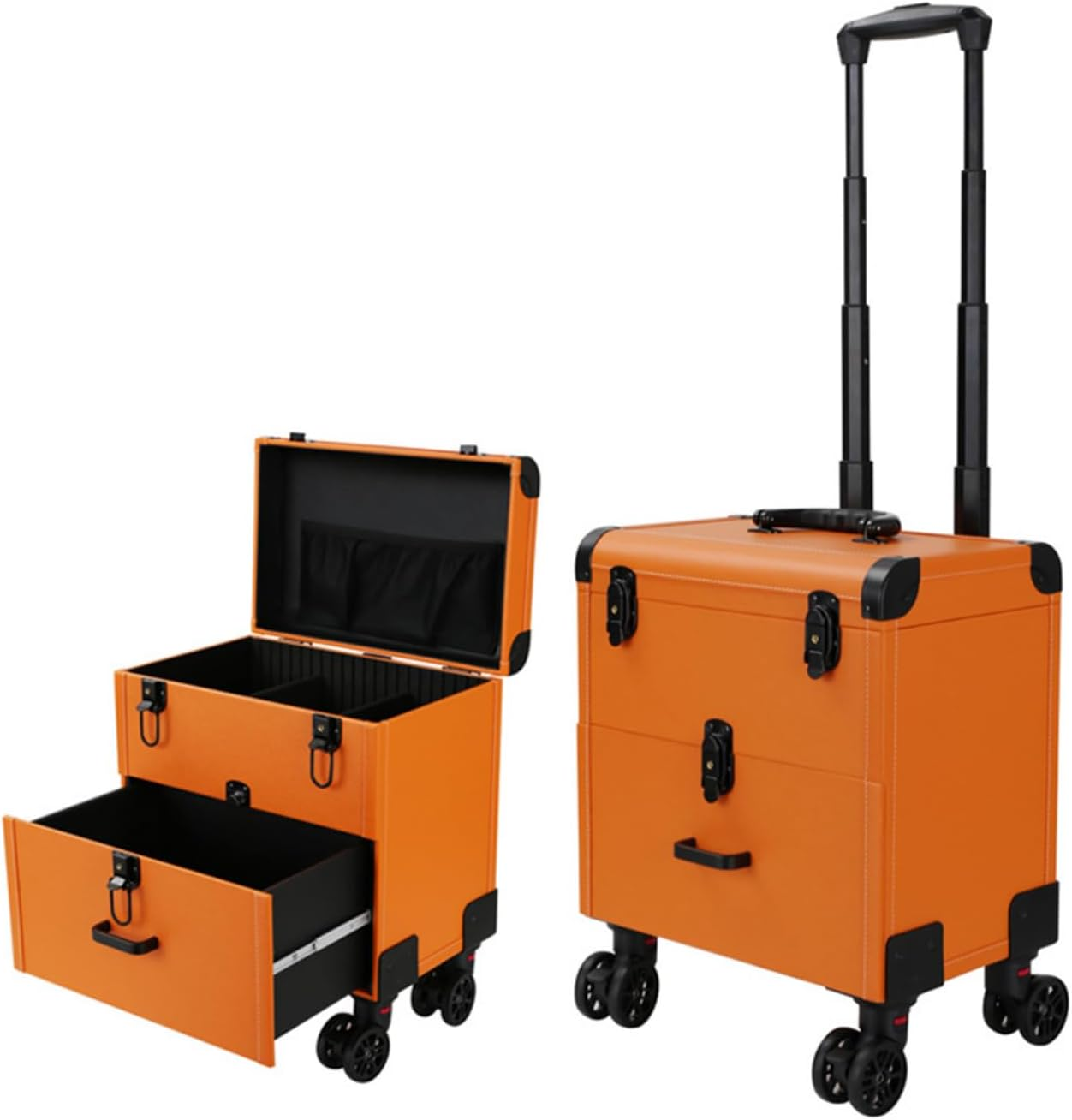 Makeup Case, Rolling Makeup Case, Professional Makeup Train Case with A Universal Wheel for in Beauty Personal Care (orange)