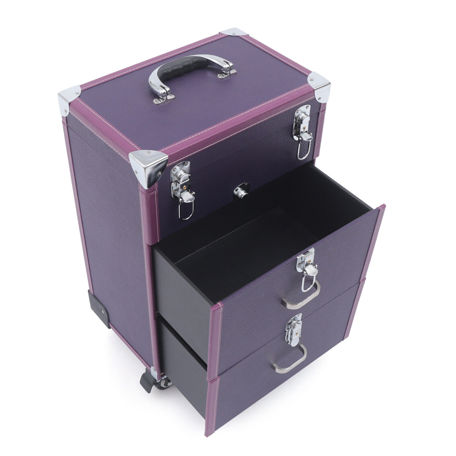 3 Tiers Rolling Makeup Case Cosmetic Trolley Travel Storage Case