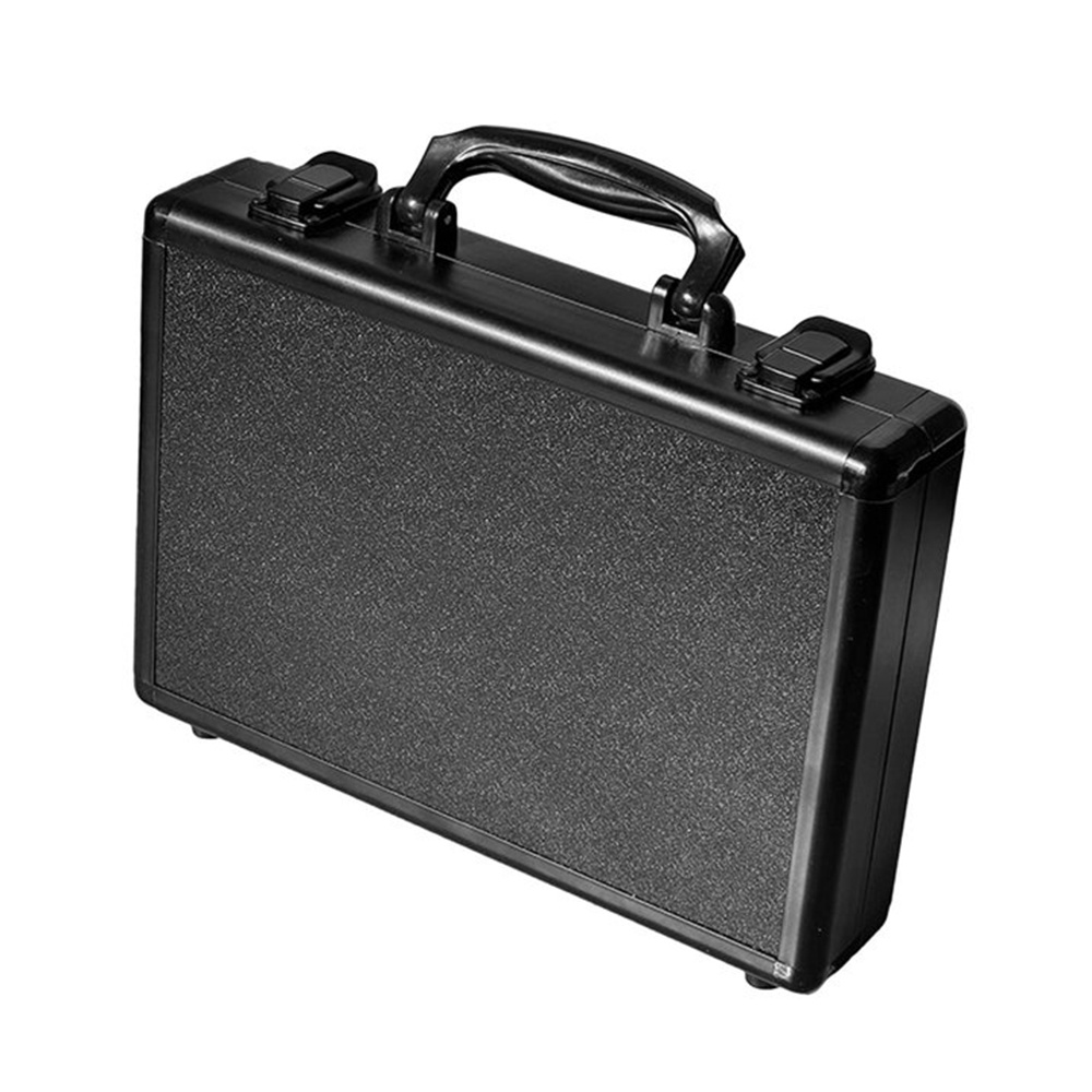 Aluminum Carrying Case Black Briefcase Tool Box for Makeup Jewelry Valuables
