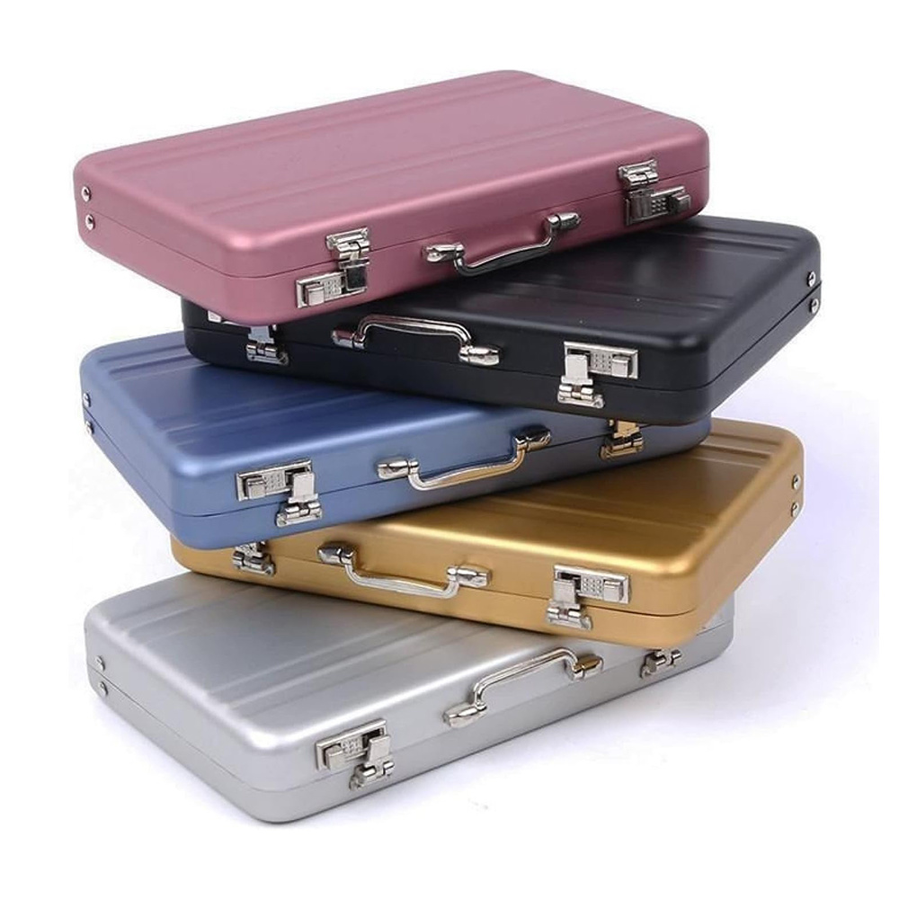 Password Safe Shaped Aluminum Card Holder Mini Suitcase Business Card Case