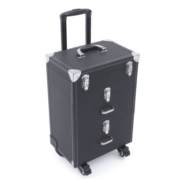 3 Tiers Rolling Makeup Case Cosmetic Trolley Travel Storage Case