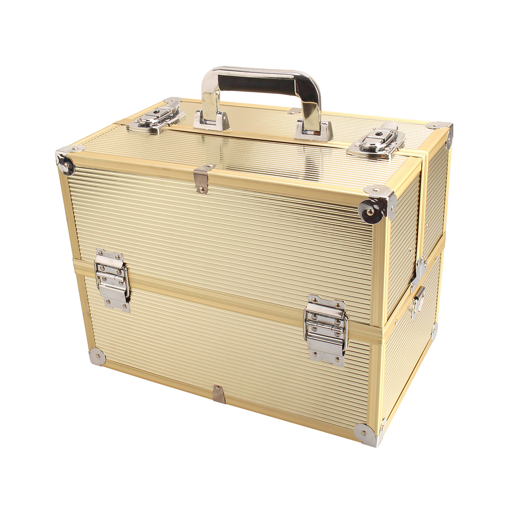 Makeup Train Case, GOLD Storage Aluminum Case