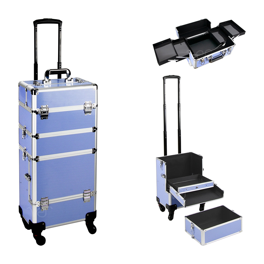 Professional Rolling Makeup Case Organizer Cosmetics Storage Train Case