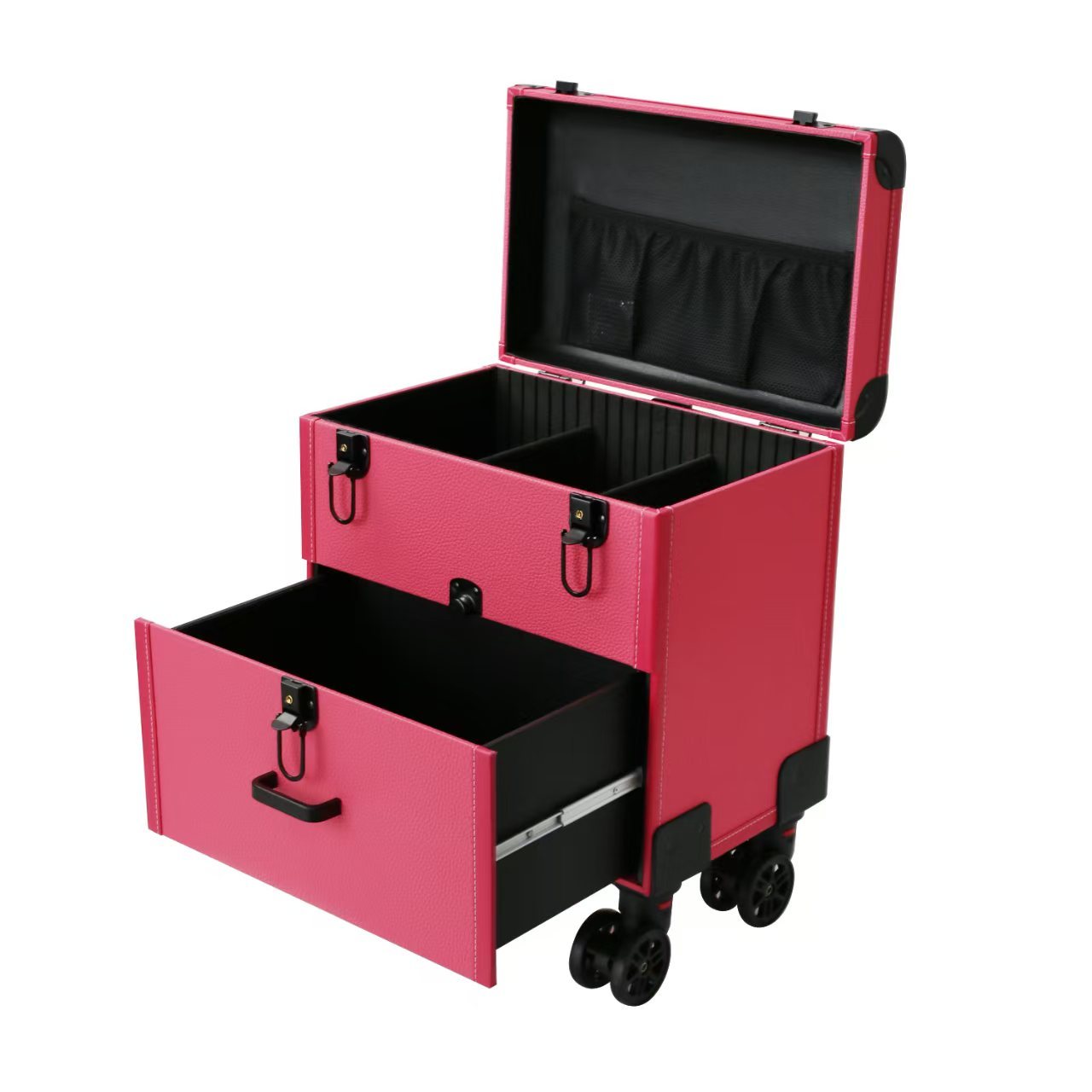 Beauty and Manicure Item Storage Box Tattoo Tool Box Cosmetics Storage Trolley Box High-end Trolley Makeup Box Portable(pink)