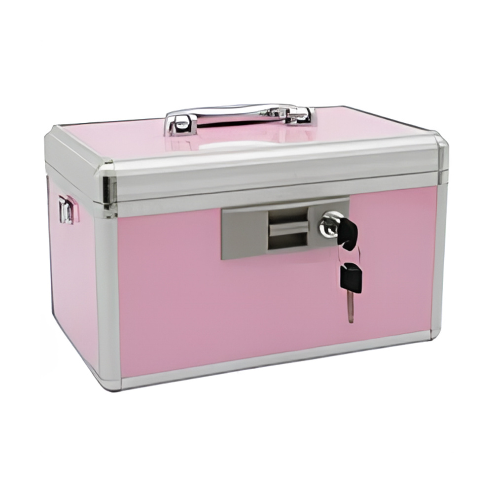 PINK Medicine Lock Box - Secure Medication Storage | Aluminum Daily Medicine Cabinet | Family First Aid Safe