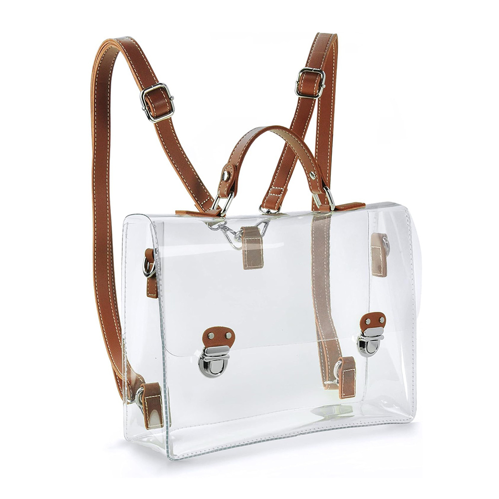 Clear PVC Backpack for Stadium Approved Multifunction Transparent Shoulder Handbag Unisex Messenger Satchel Cross Body Bag