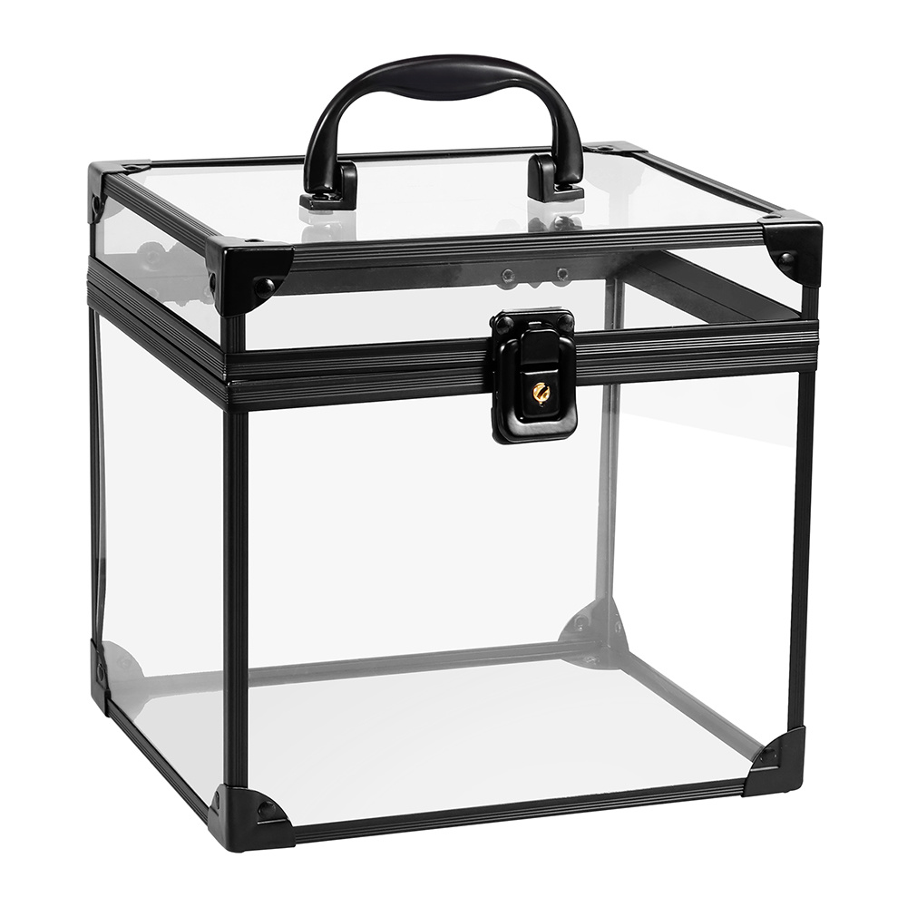 Clear Crown Box Clear Cosmetics Organizer Box with Padlock and Keys