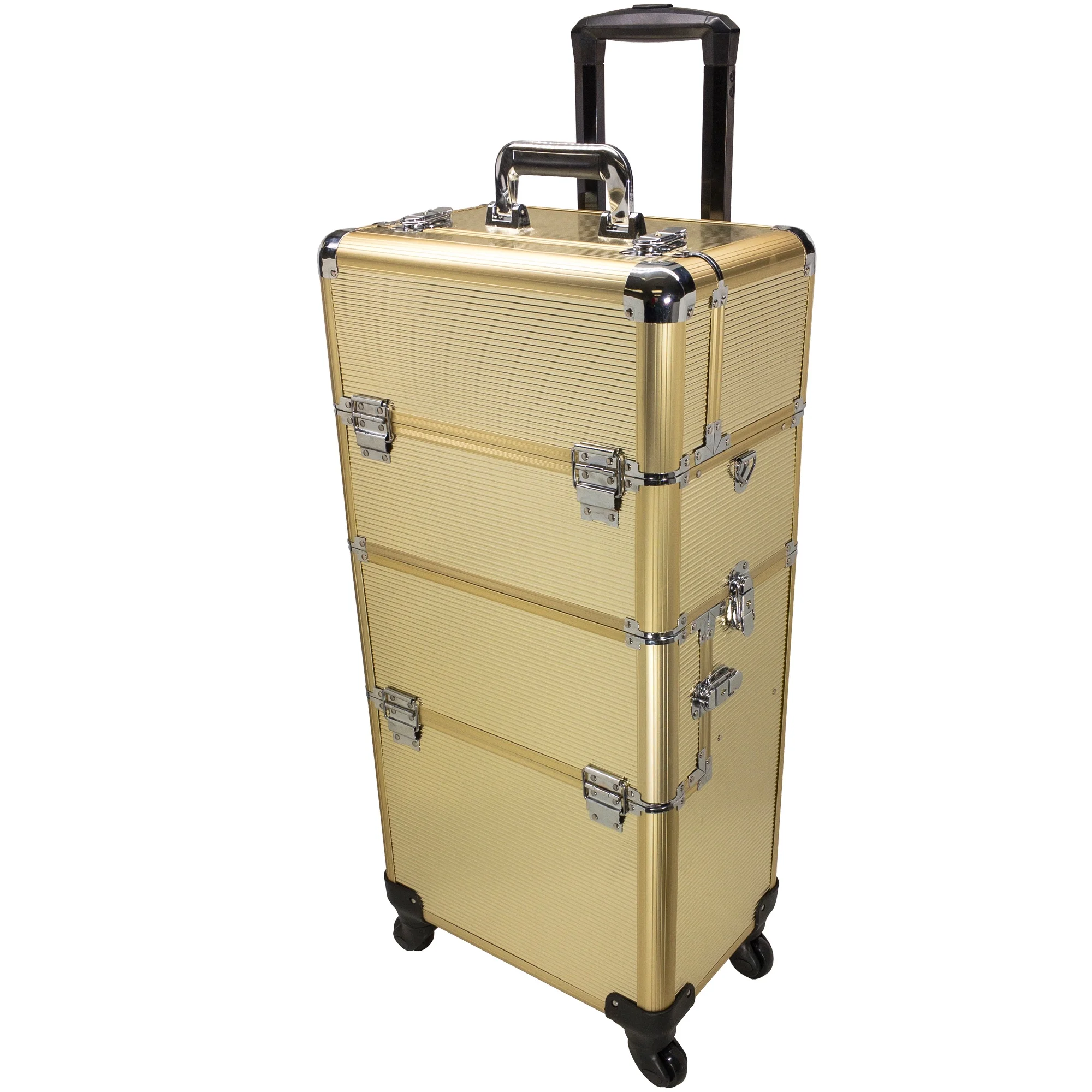 Rolling Makeup Case, Gold Cosmetic Box