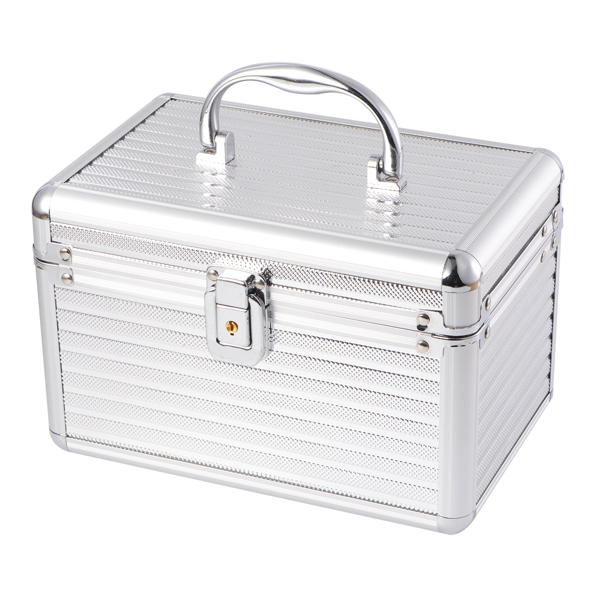 Handled Makeup Case Aluminum Alloy Cosmetic Box Organizer Container