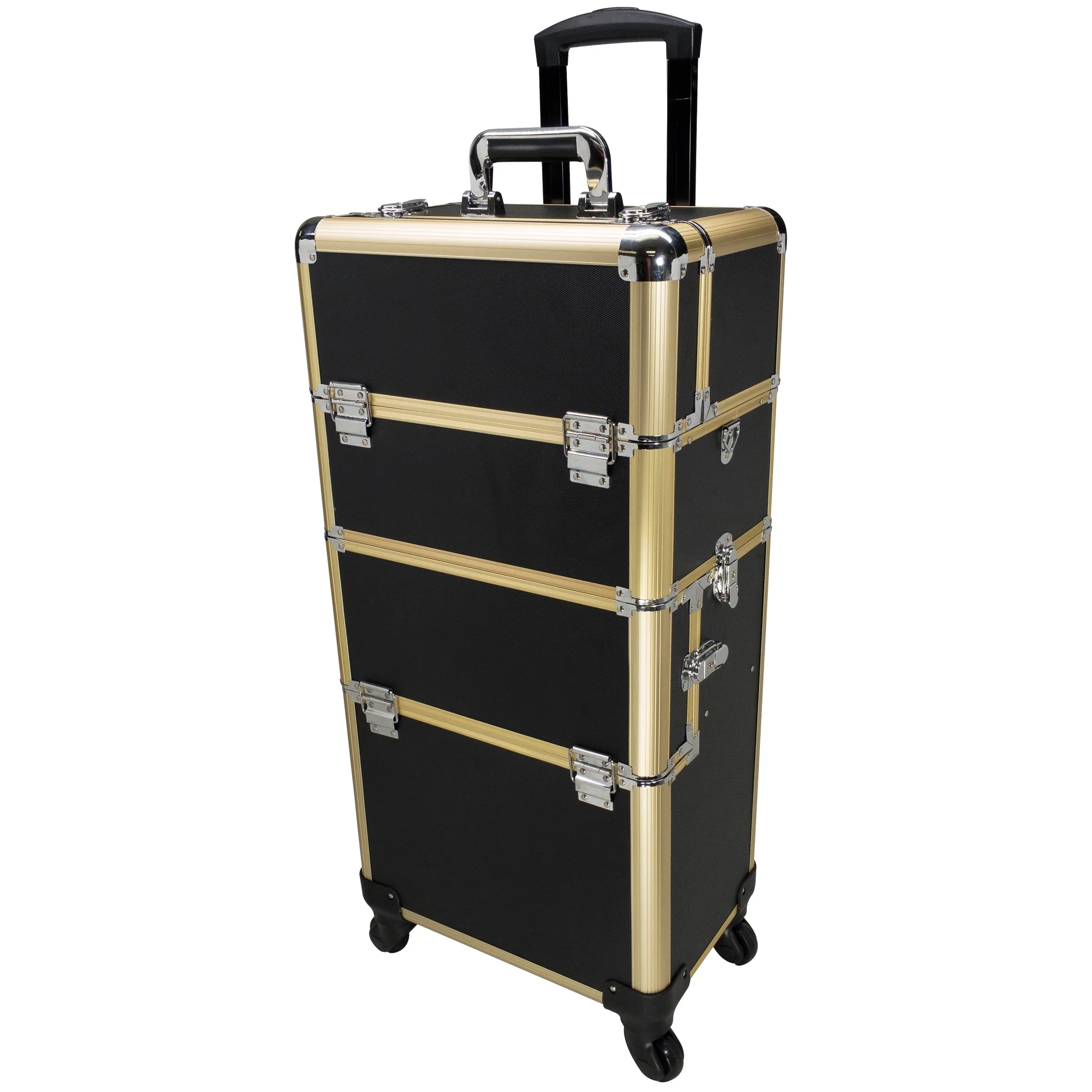 Professional multifunction beauty spinner makeup case - GOLD Frame Black Panel