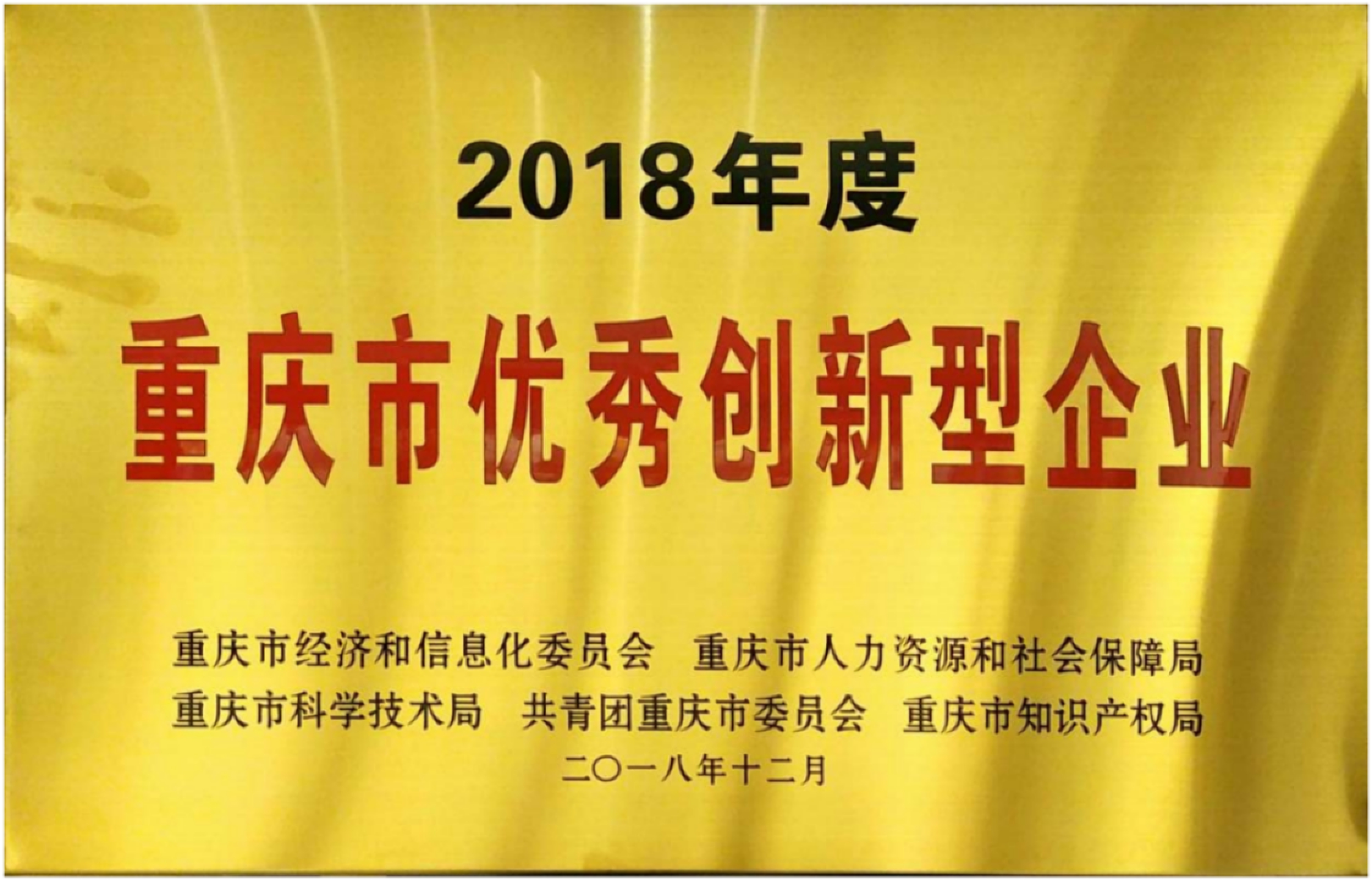 2018年度重庆市优秀创新型企业