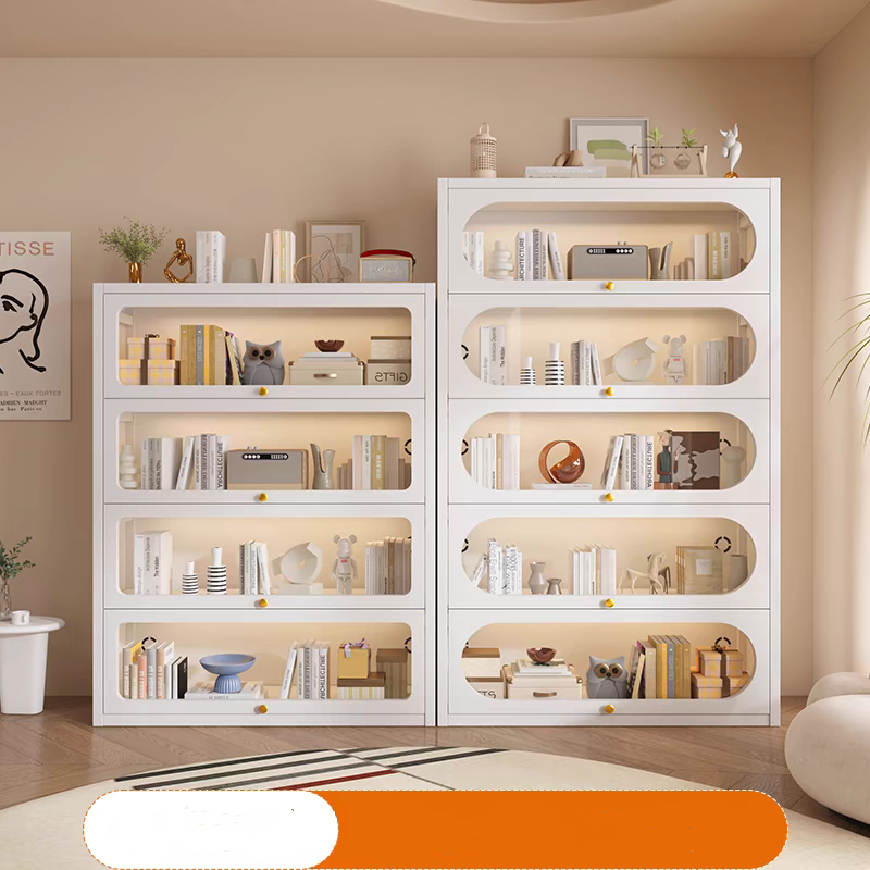 Bedroom Furniture Metal Household Bookshelves Dust-proof Standing Bookshelves for Home and Office Use Living Room Cabinets