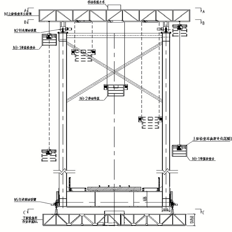 鋼桁架橋梁上弦檢查小車