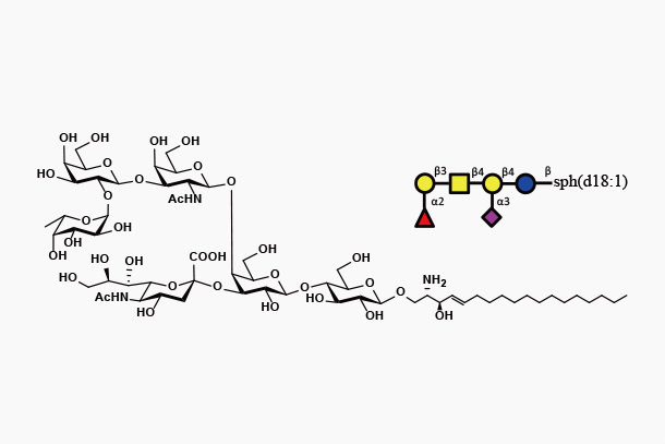 FucGM1sph d18:1 ((Fuca1,2)Galb1,3GalNAcb1,4(Neu5Aca2,3)Galb1,4GlcbSphingosine)