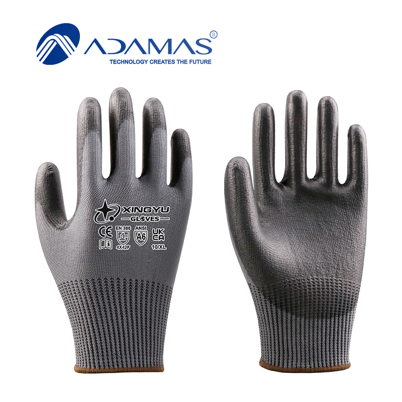 13G ADAMAS Liner PU Smooth Coated Gloves, ANSI CUT A6, EN388 4X42F