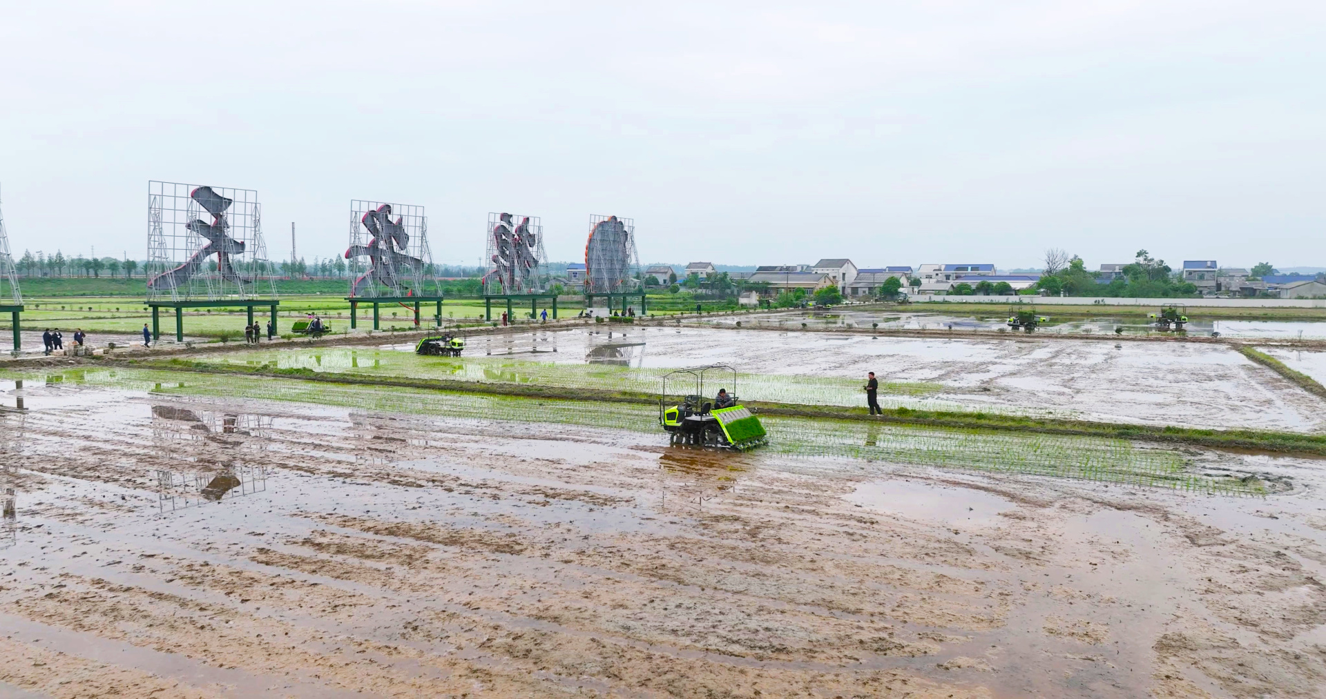 The "science and technology fan" in spring farming Zoomlion intelligent agricultural machine early season rice transplanting showed its skills