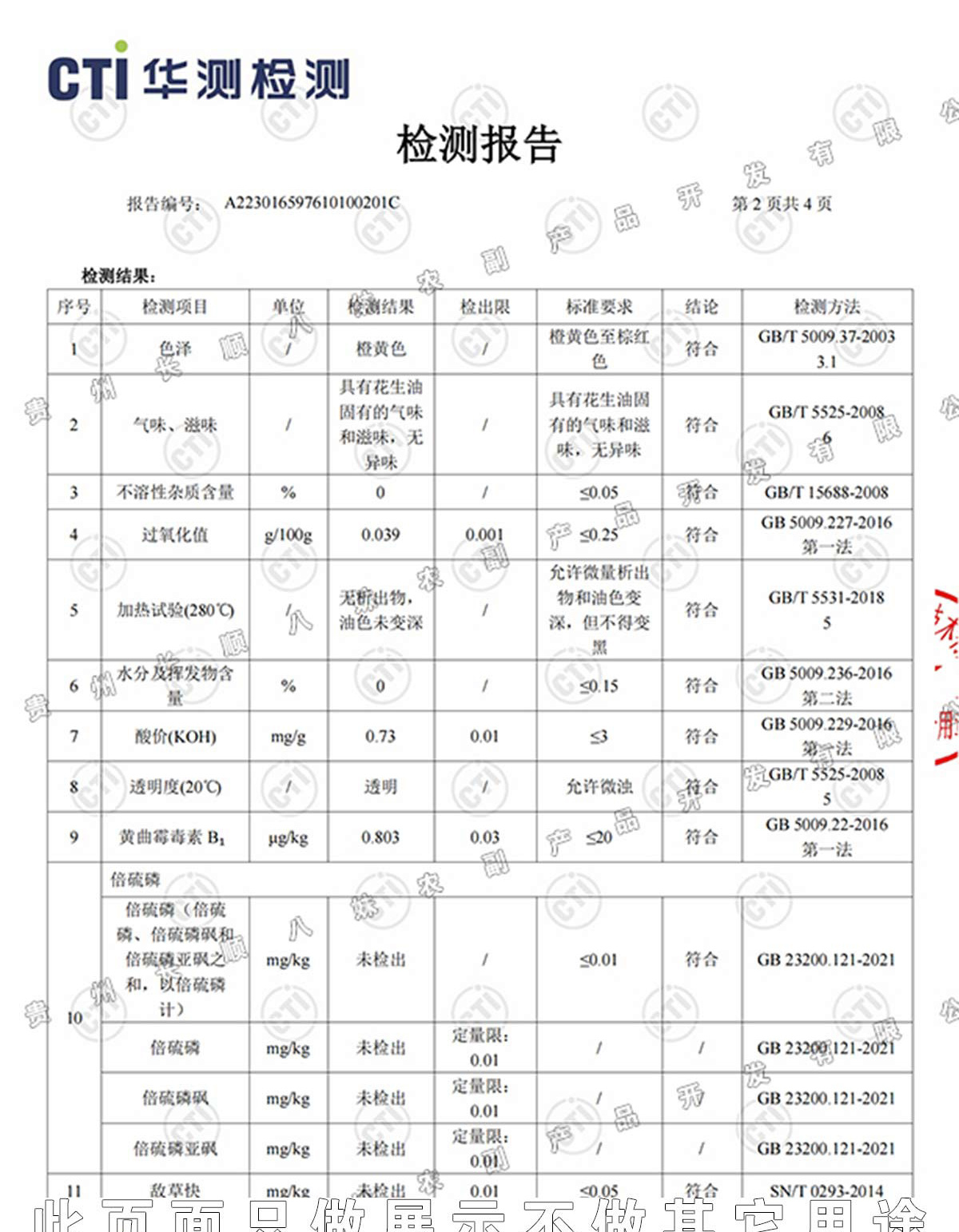 熊八妹花生油檢測(cè)報(bào)告