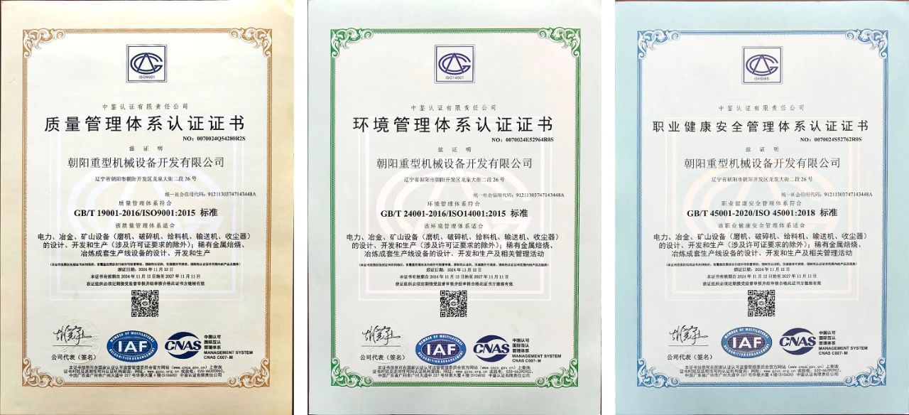 Company's various qualification certificates