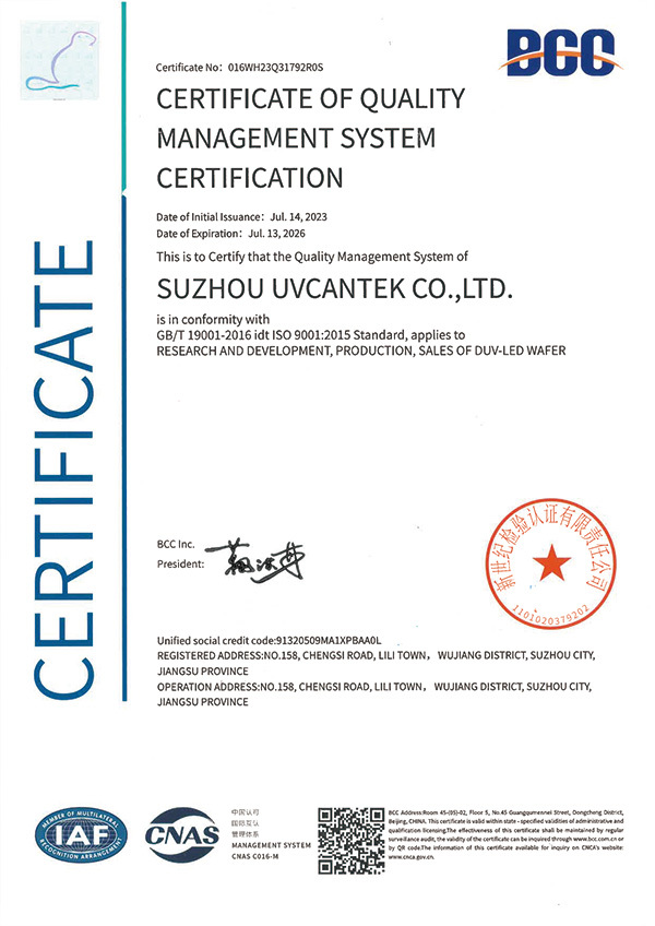 CERTIFICATE OF OUALITY MANAGEMENT SYSTEMCERTIFICATION