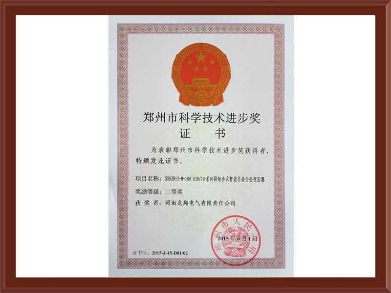 郑州市科学技术进步奖 二等奖