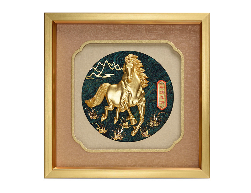 马到成功-立体金箔画