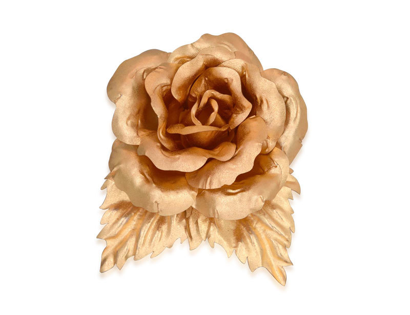 Three-dimensional gold foil flower corsage rose-M