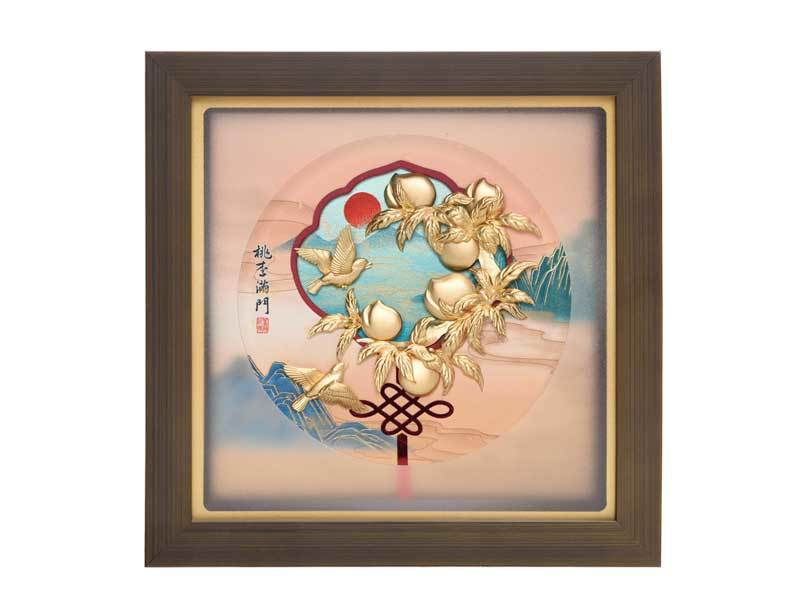 Peach and plum full door-three-dimensional gold foil painting