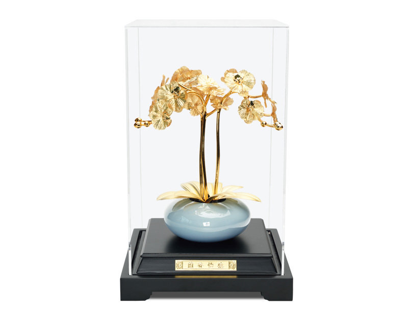 Three-Piece Phalaenopsis Stereo Gold Foil Ornaments