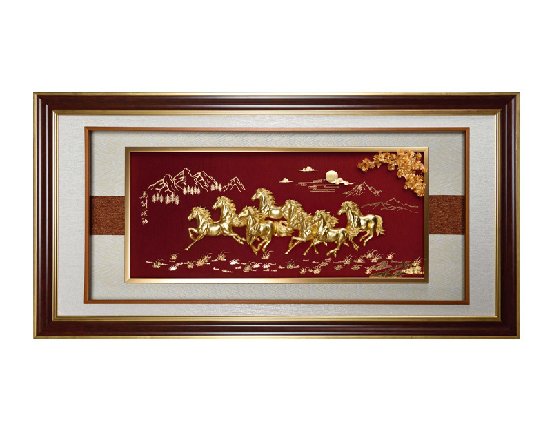 马到成功-立体金箔画