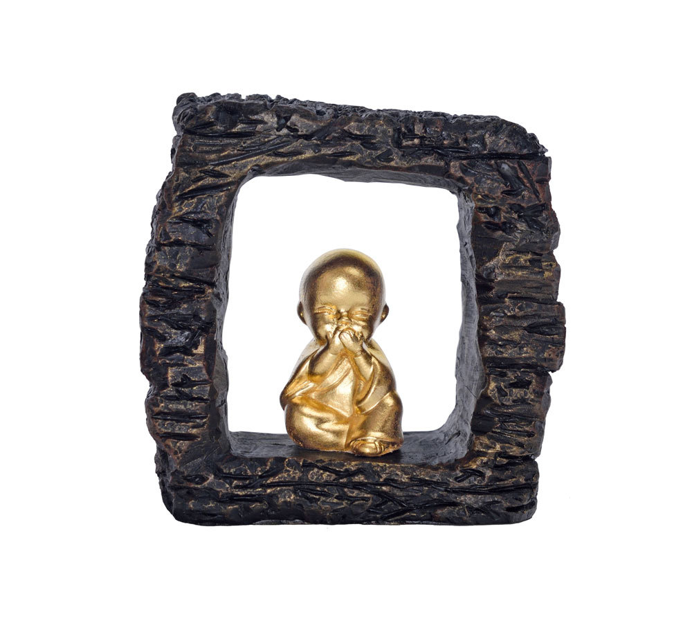 Three-dimensional gold foil small Buddha statue-four not young monks-don't say