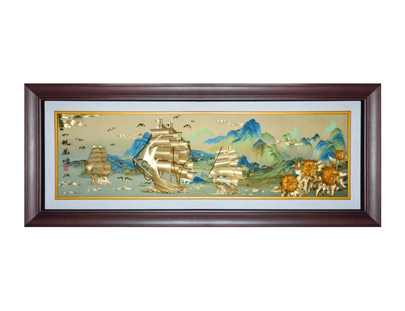 一帆风顺  - 华彩金绣 立体金箔画