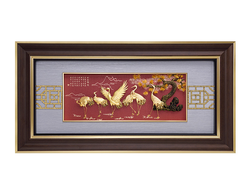 松龄贺寿-立体金箔工艺精品