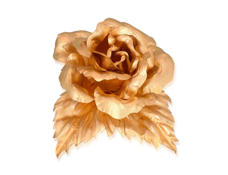 Three-dimensional gold foil flower corsage rose-L