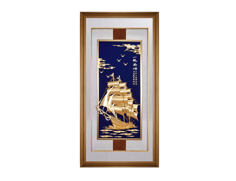 商务礼品—一帆风顺 立体金箔画