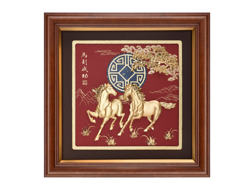 Horse to success-three-dimensional gold foil painting