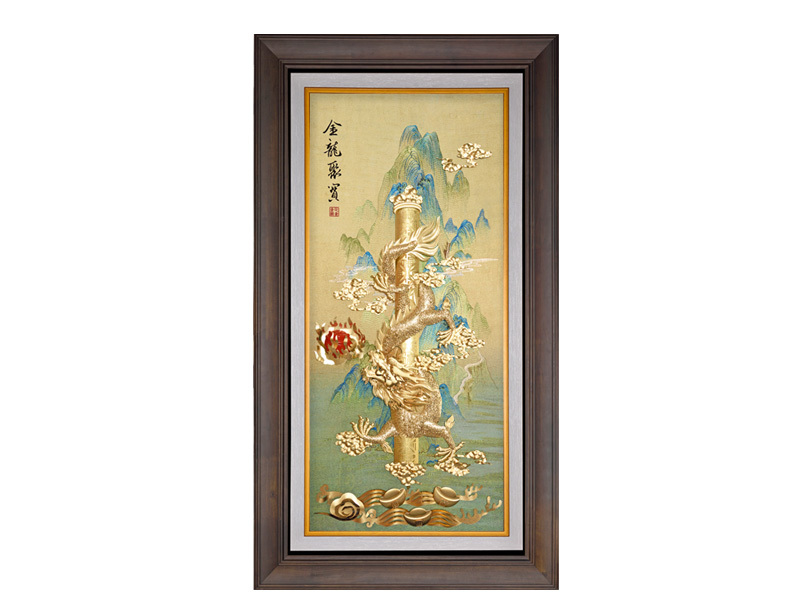 金龙聚宝 - 华彩金绣 立体金箔画