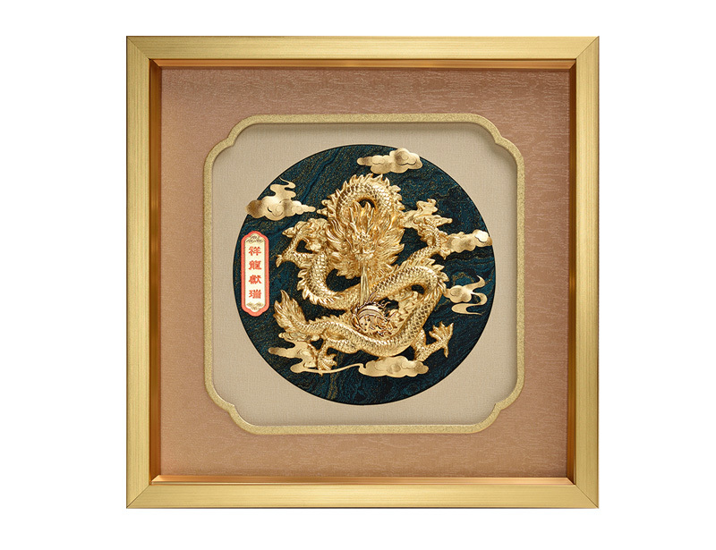 祥龙献瑞-立体金箔画