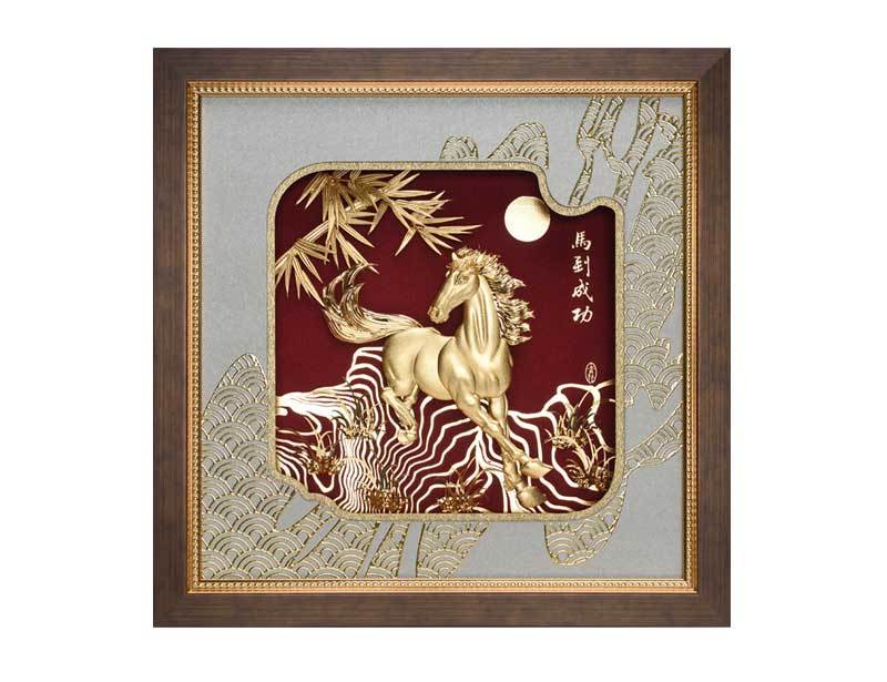 Horse to success-three-dimensional gold foil painting