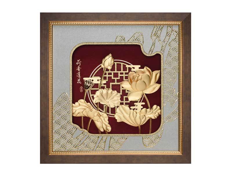 Lotus-three-dimensional gold foil painting