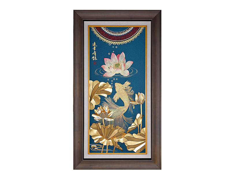 连年有余  - 华彩金绣 立体金箔画