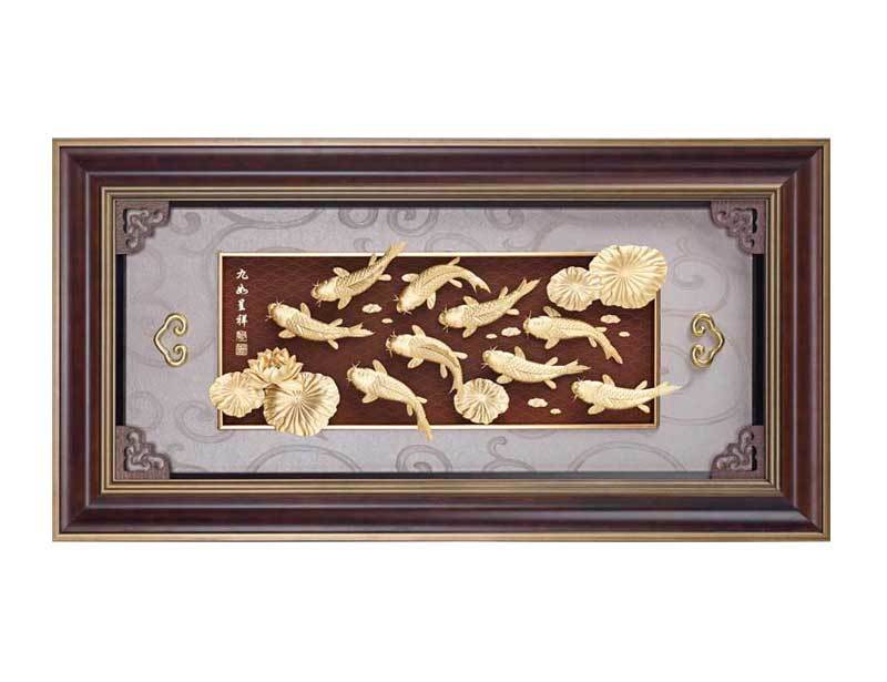 Nine Fish Xiangxiang-three-dimensional gold leaf painting