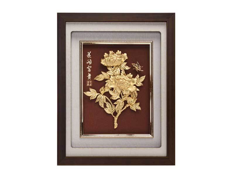 Flowers bloom and wealth-three-dimensional gold foil painting