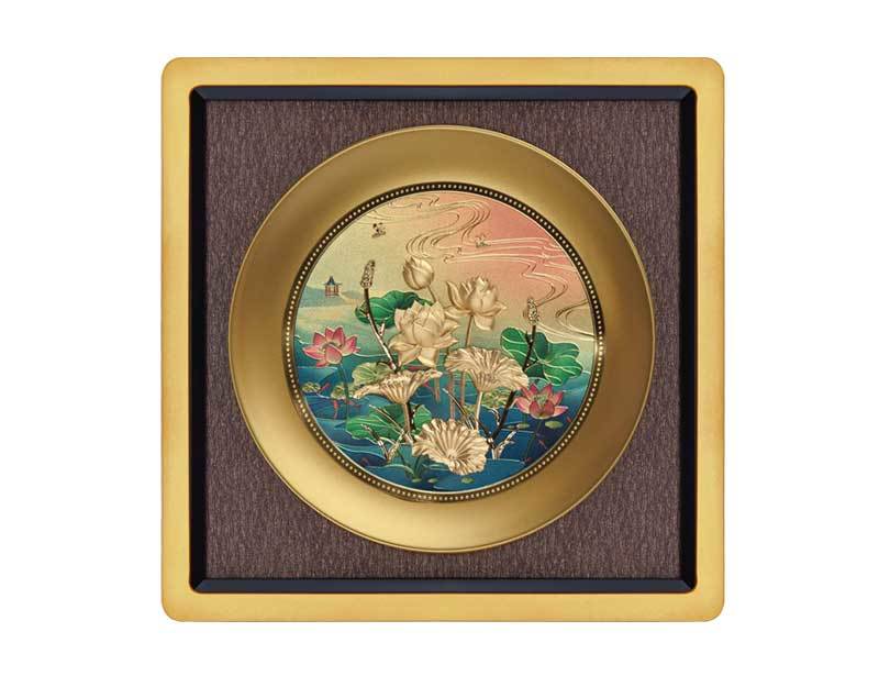 Lotus-three-dimensional gold foil painting