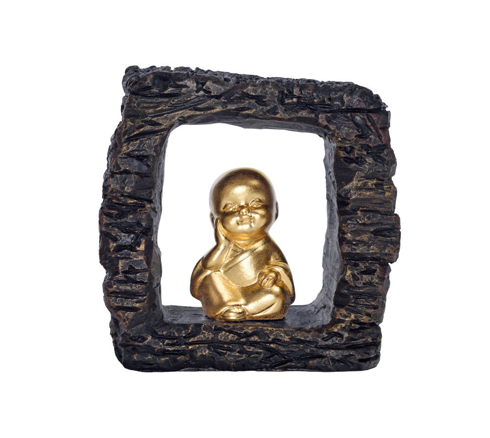 Three-dimensional gold foil small Buddha statue-four not young monks-don't want