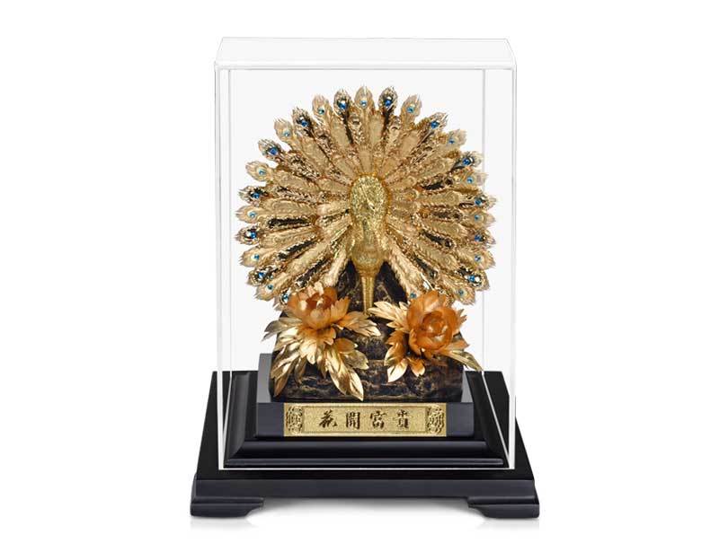 孔雀开屏 立体金箔摆件