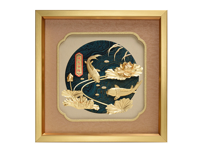 连年有余-立体金箔画