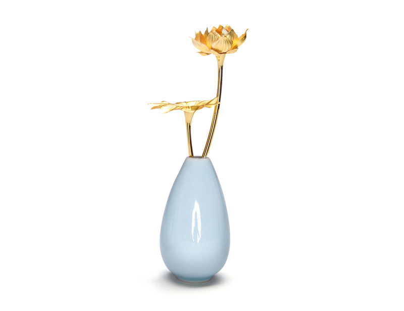 Three-dimensional gold foil flower water drop bottle-Lotus